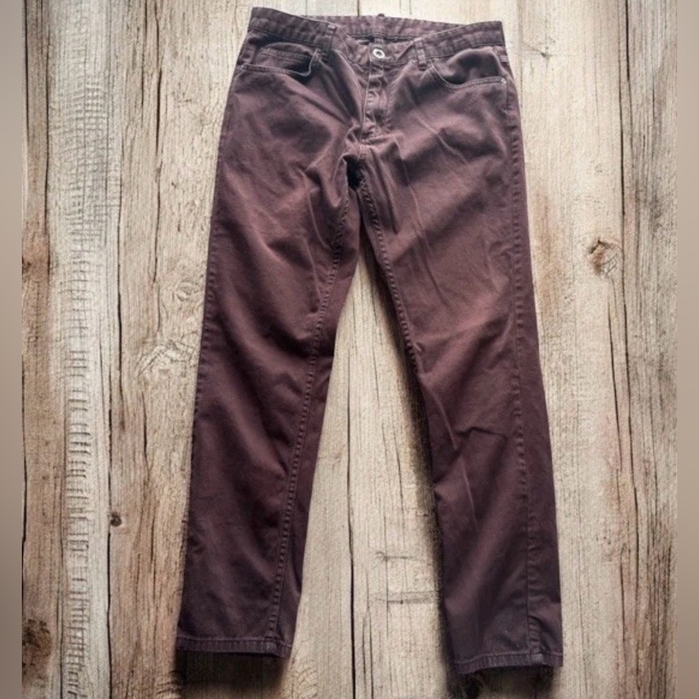 Zara Slim Skinny Casual Pants Size 32x 28.5" Man Basic Chino Burgundy